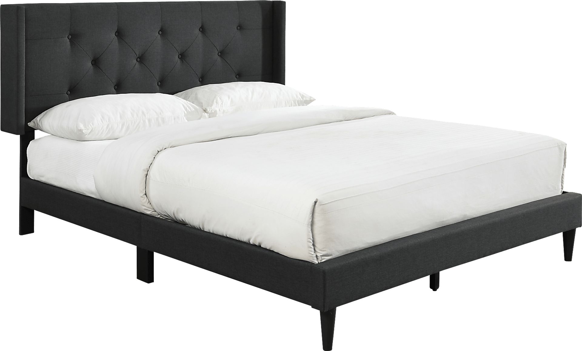 Zillesa Charcoal Wingback Upholstered Queen Bed - Image 1