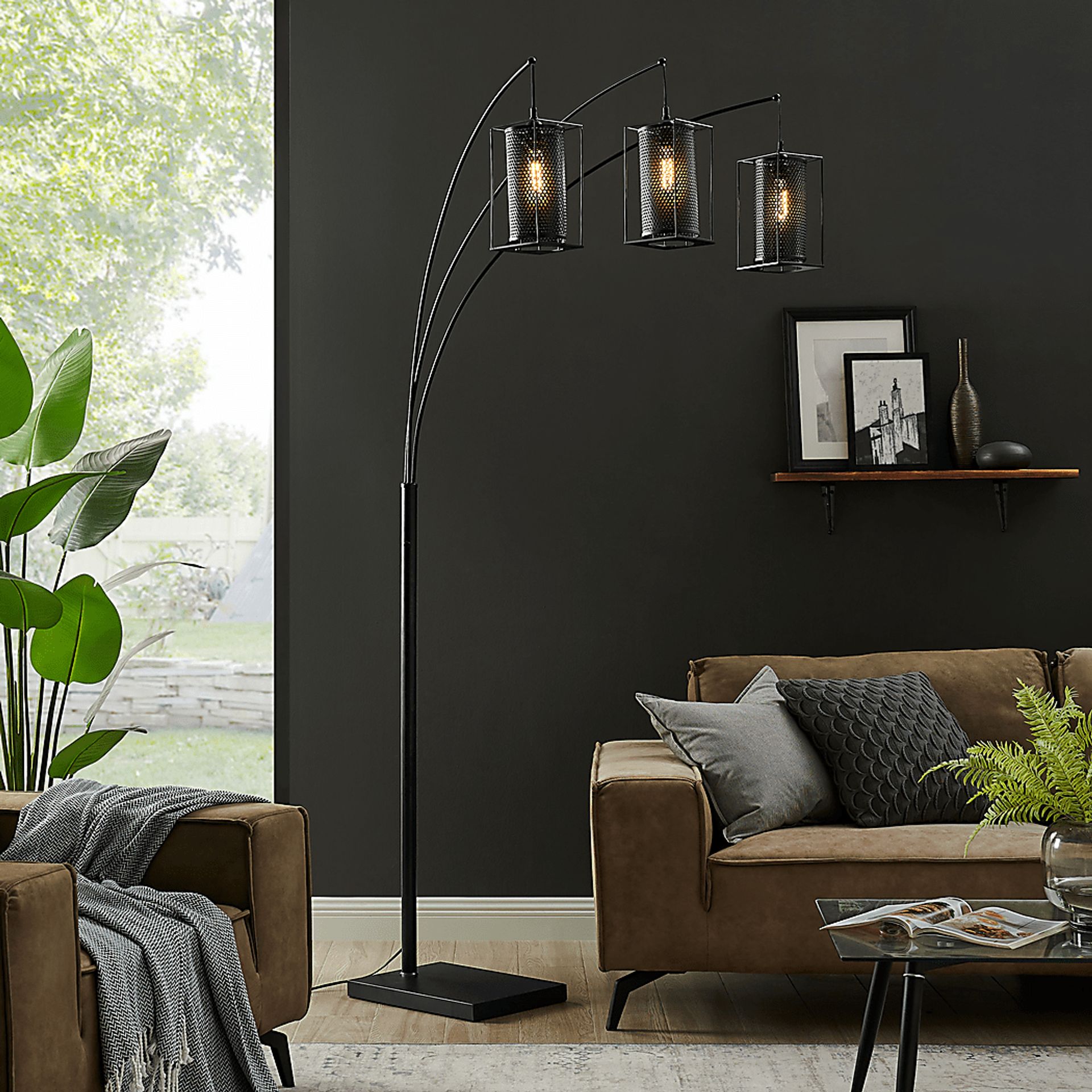 Zimke Cove Black 3-Arc Floor Lamp - Image 2