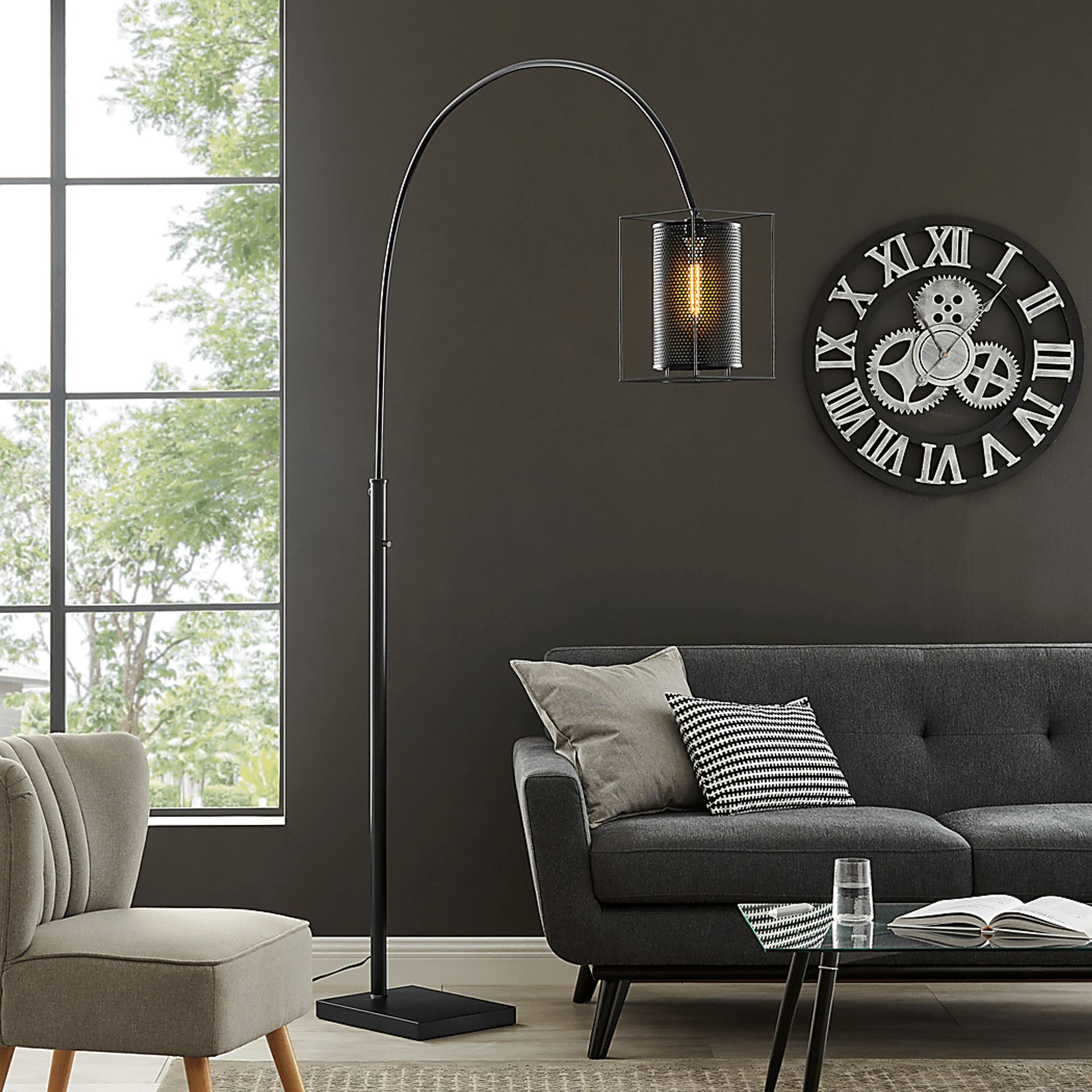 Zimke Cove Black Arc Floor Lamp - Image 2