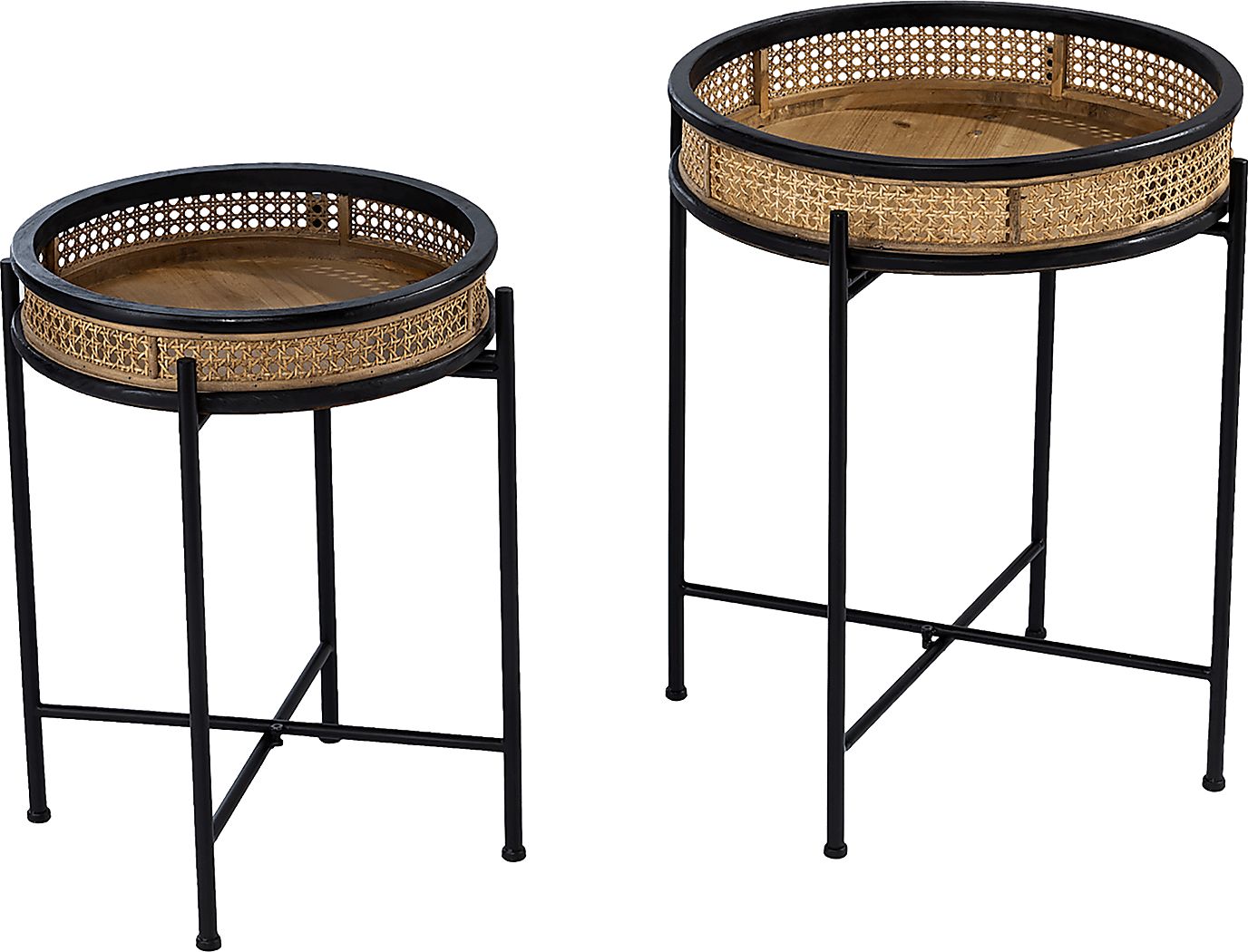 Zircone Black,Natural Black,Colors,Light Wood Accent Table, Set Of 2