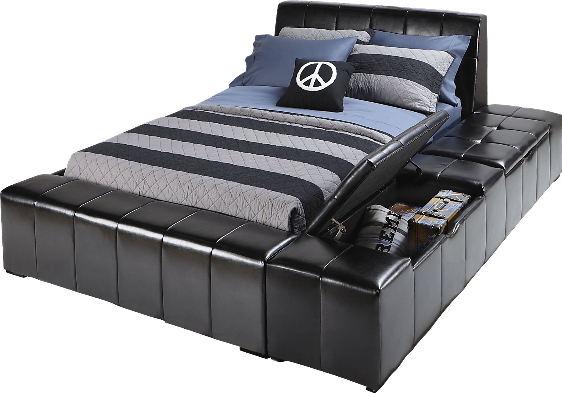 Zoey Black 4 Pc Full Storage Bed - Image 2