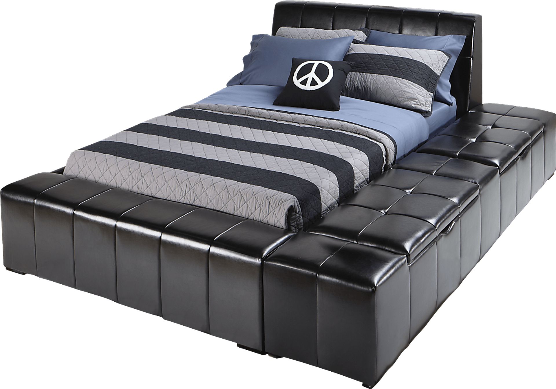 Zoey Black 4 Pc Full Storage Bed - Image 1