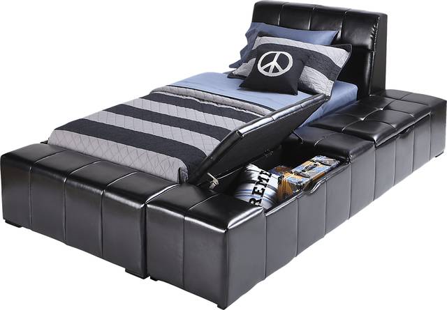 Zoey Black 4 Pc Twin Storage Bed - Thumbnail - Image 2