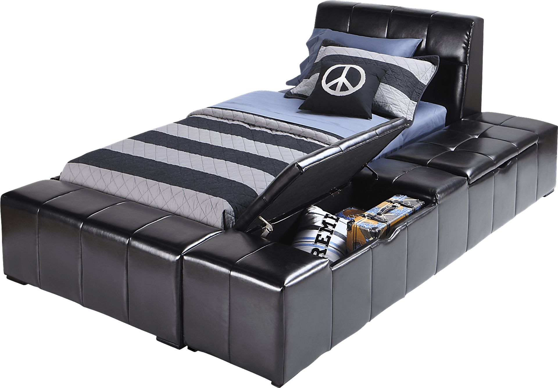 Zoey Black 4 Pc Twin Storage Bed - Image 2