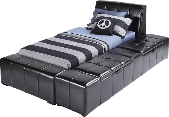 Zoey Black 4 Pc Twin Storage Bed - Thumbnail - Image 1