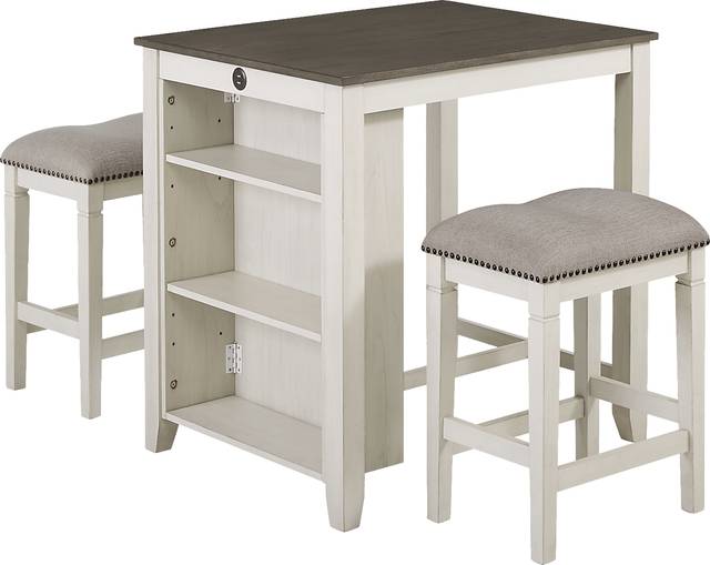 Zorrilla White 3 Pc Counter Height Dining Set - Thumbnail - Image 1