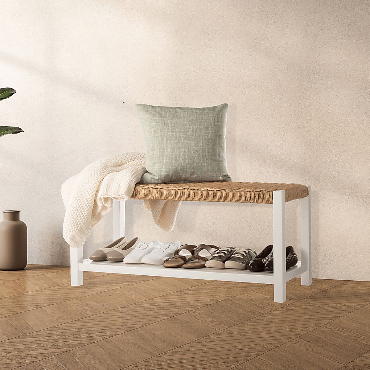 〆1/31 WHITE_WOOD_BENCH #1 Barnwood & White Bench – Ezekiel and Stearns