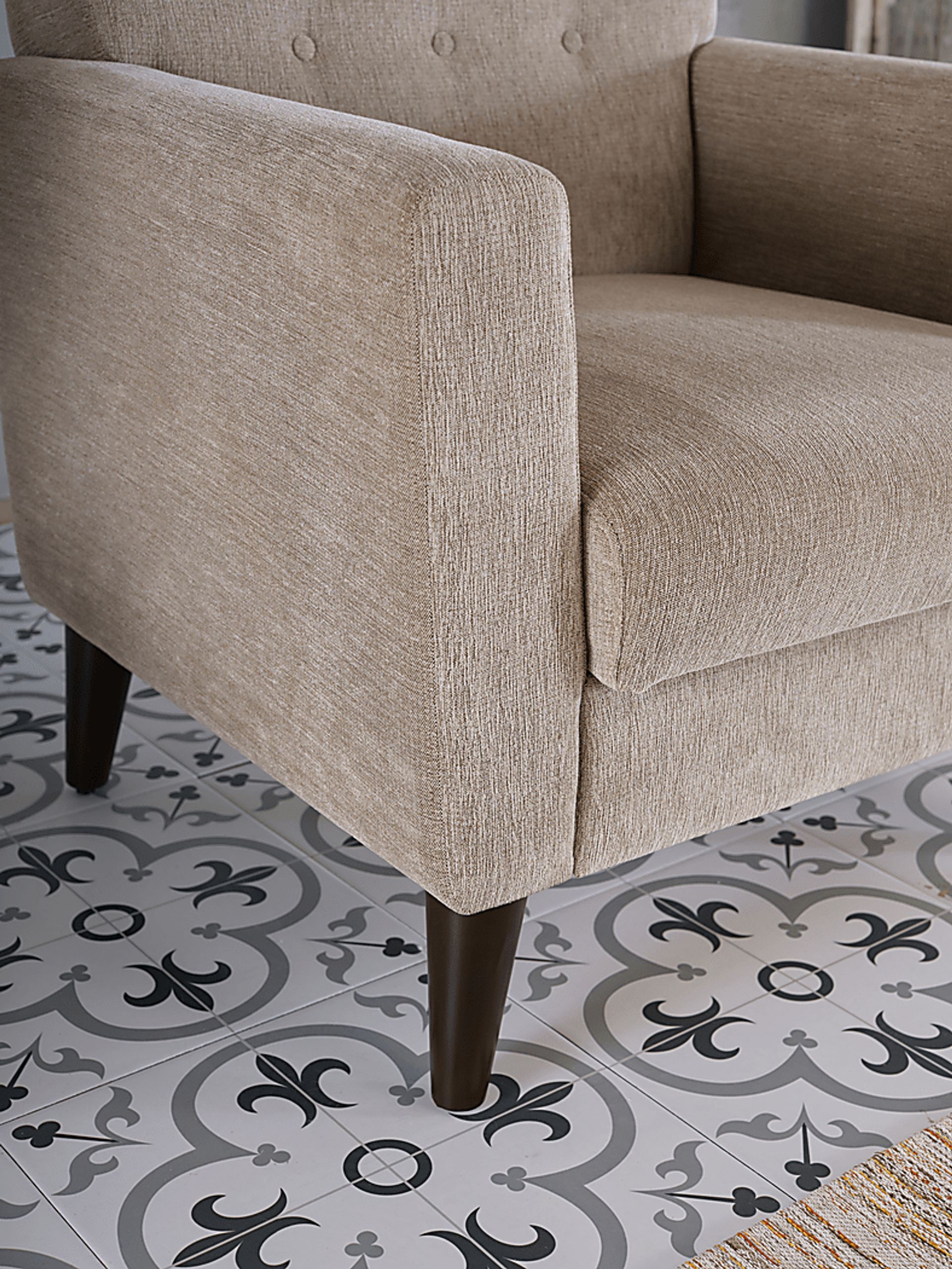 Zouave Beige Accent Chair and Ottoman - Image 5