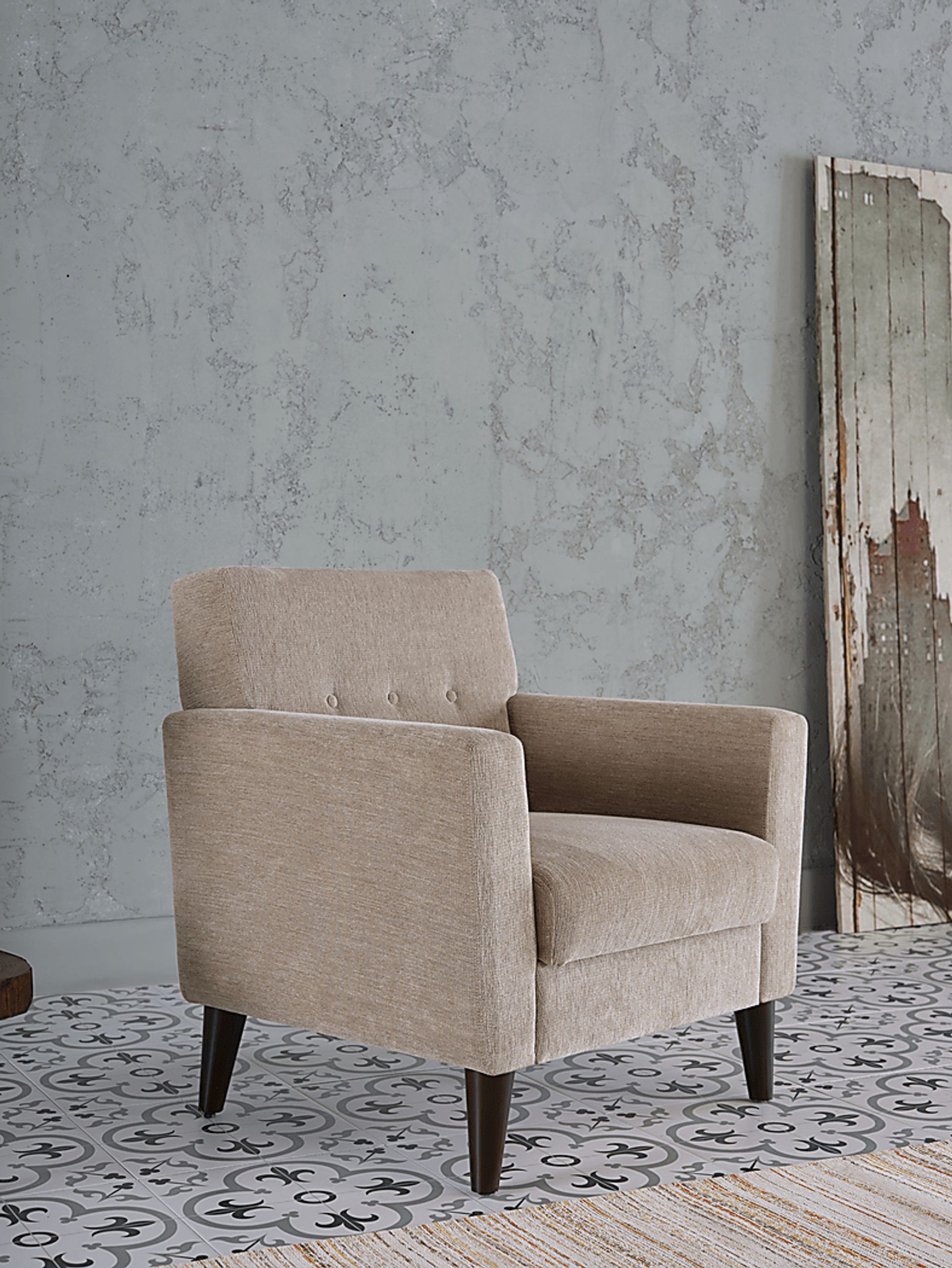 Zouave Beige Accent Chair and Ottoman - Image 7