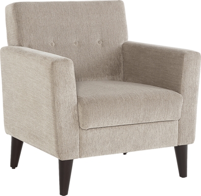 Zouave Beige Accent Chair and Ottoman