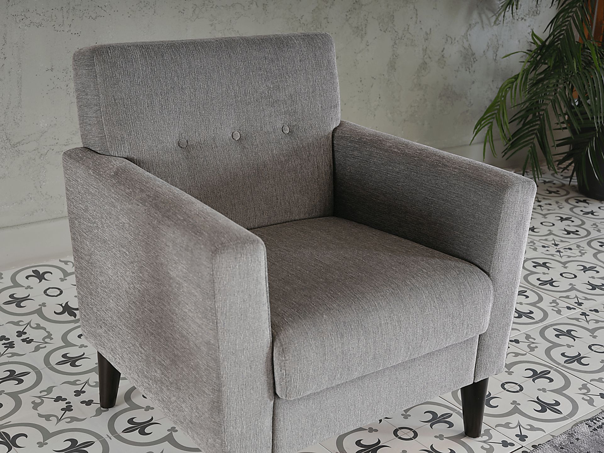 Zouave Gray Accent Chair and Ottoman - Image 11