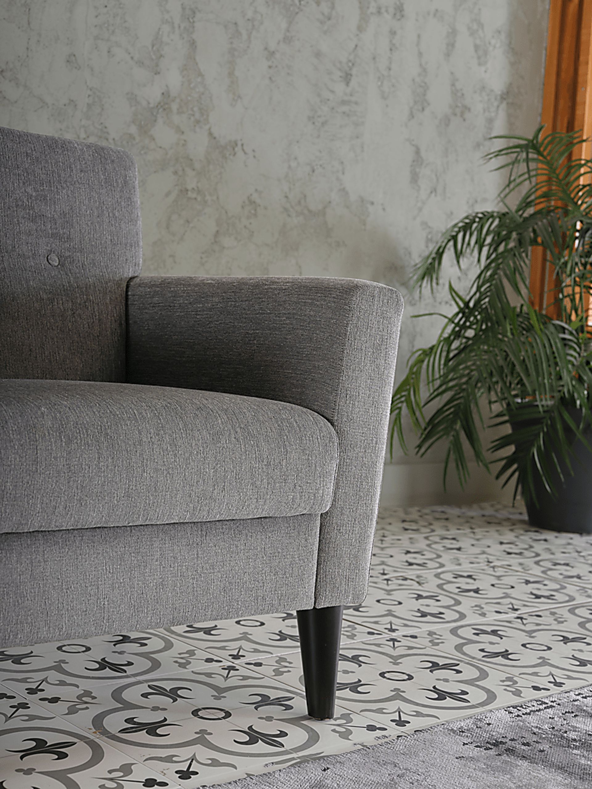 Zouave Gray Accent Chair and Ottoman - Image 12