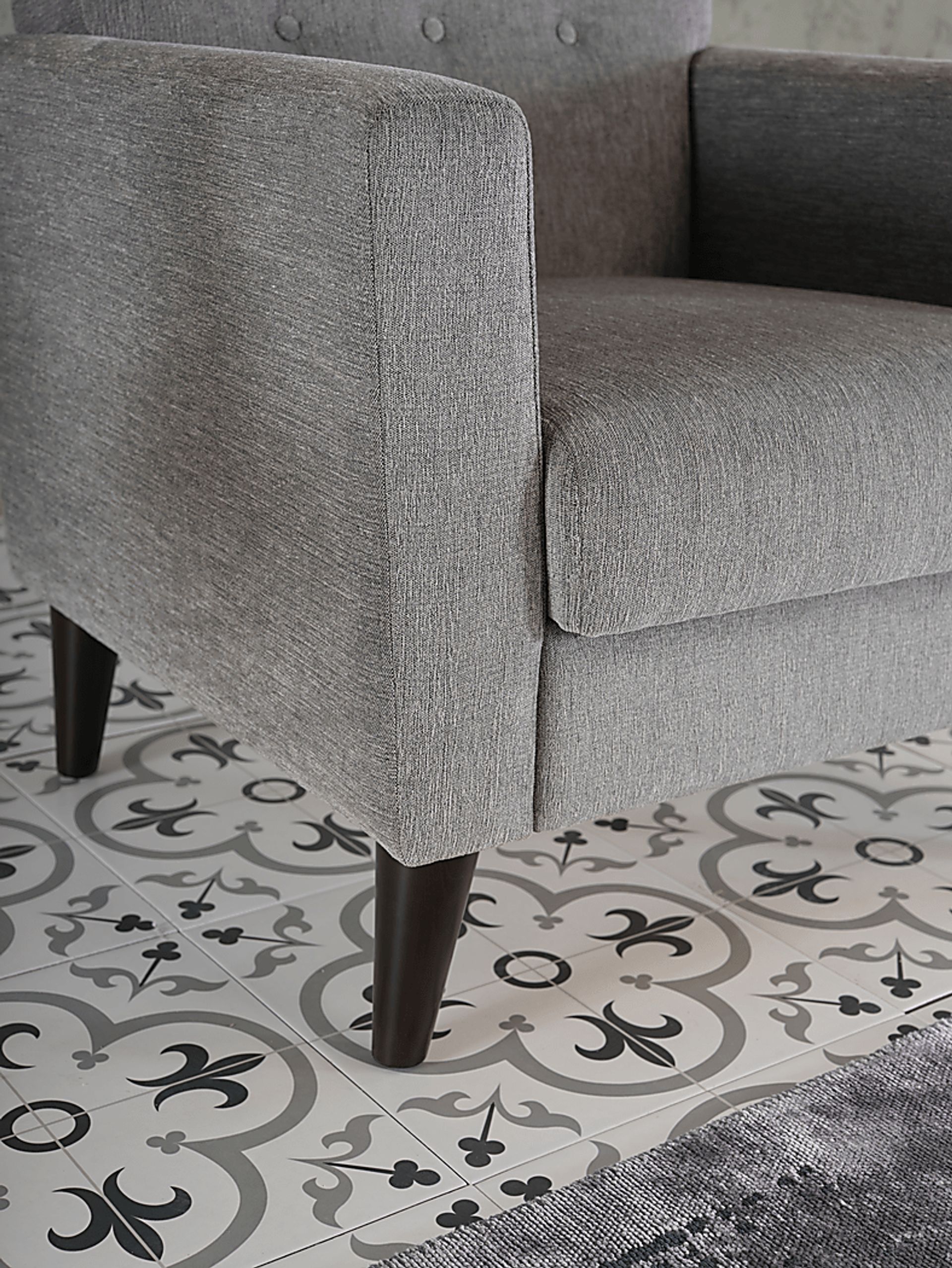 Zouave Gray Accent Chair and Ottoman - Image 13