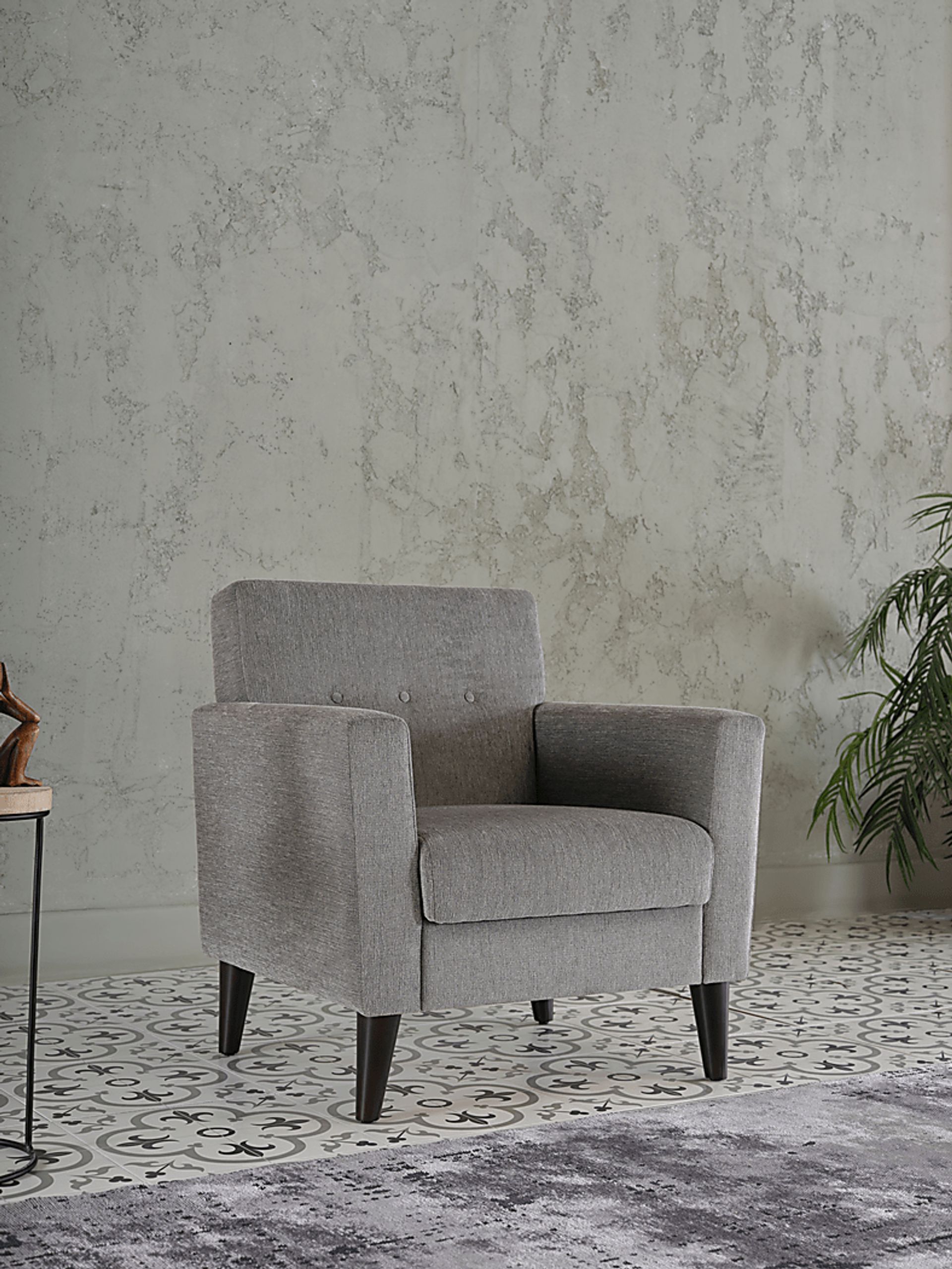 Zouave Gray Accent Chair and Ottoman - Image 17
