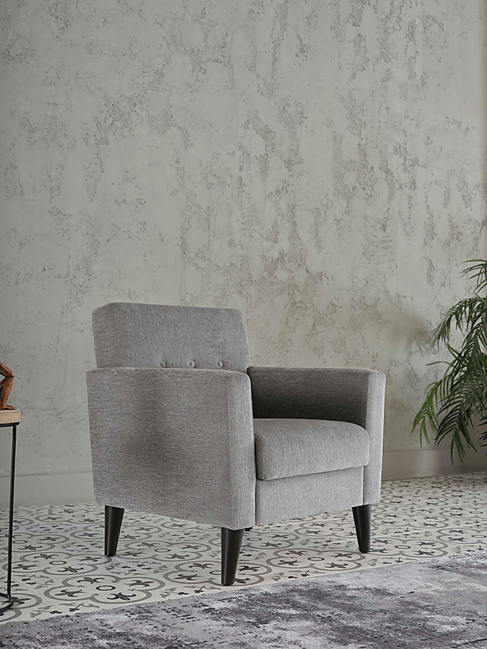Zouave Gray Accent Chair and Ottoman - Image 18