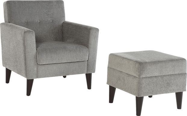 Zouave Gray Accent Chair and Ottoman