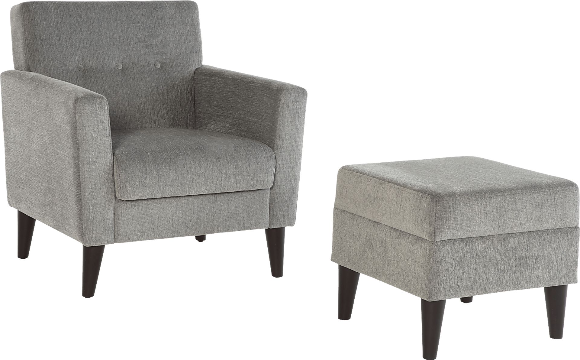 Zouave Gray Accent Chair and Ottoman - Image 1