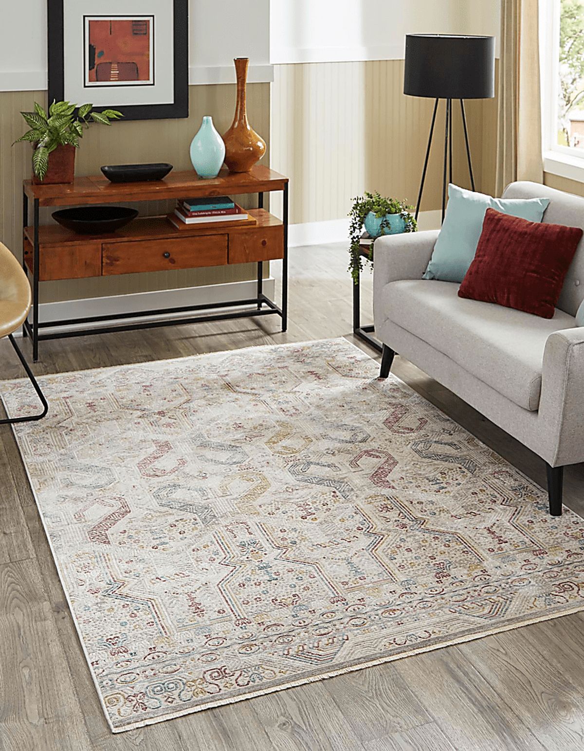 Zulfa Burgundy,Ivory Beige,Red Rugs | Rooms to Go