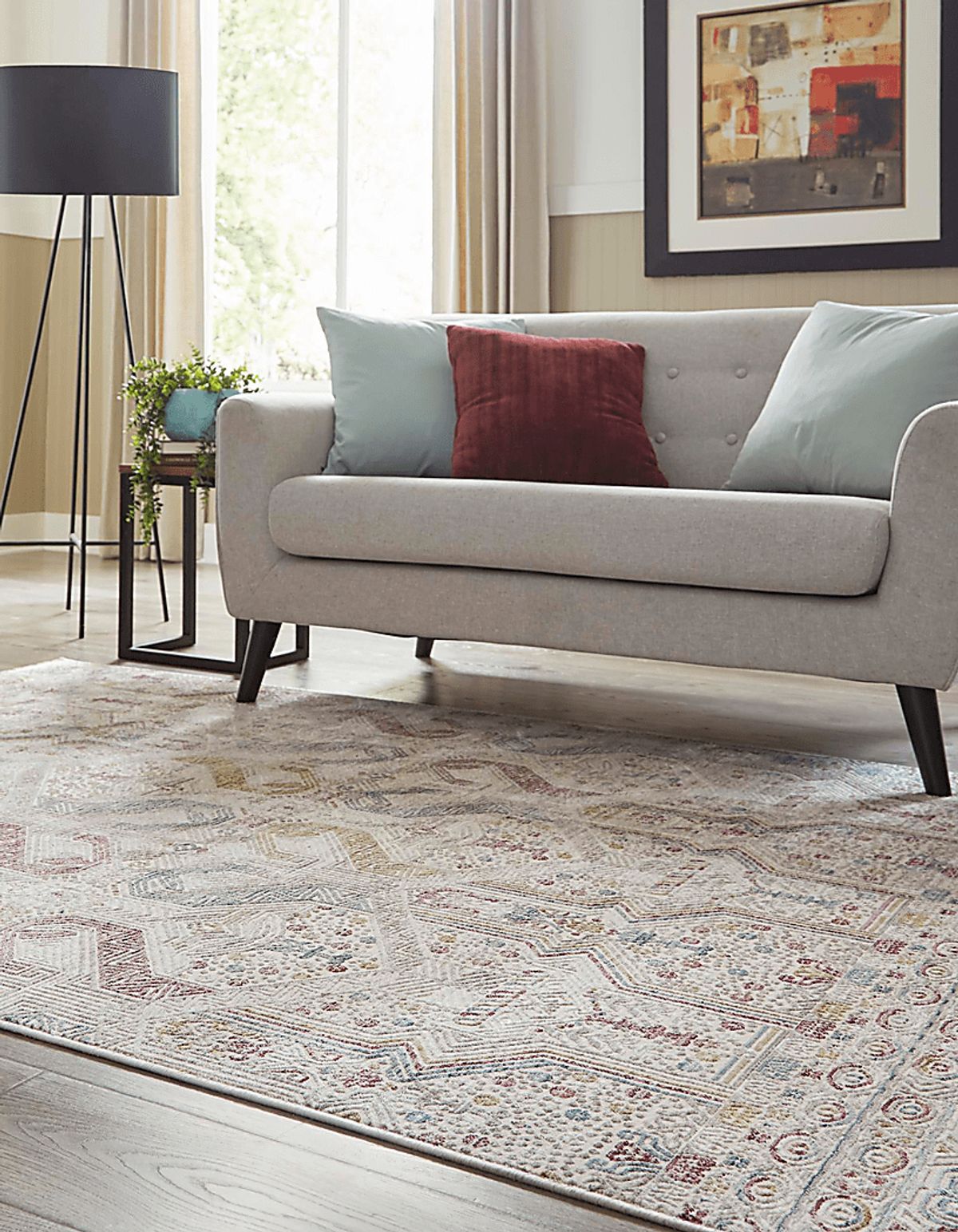Zulfa Burgundy,Ivory Beige,Red Rugs | Rooms to Go