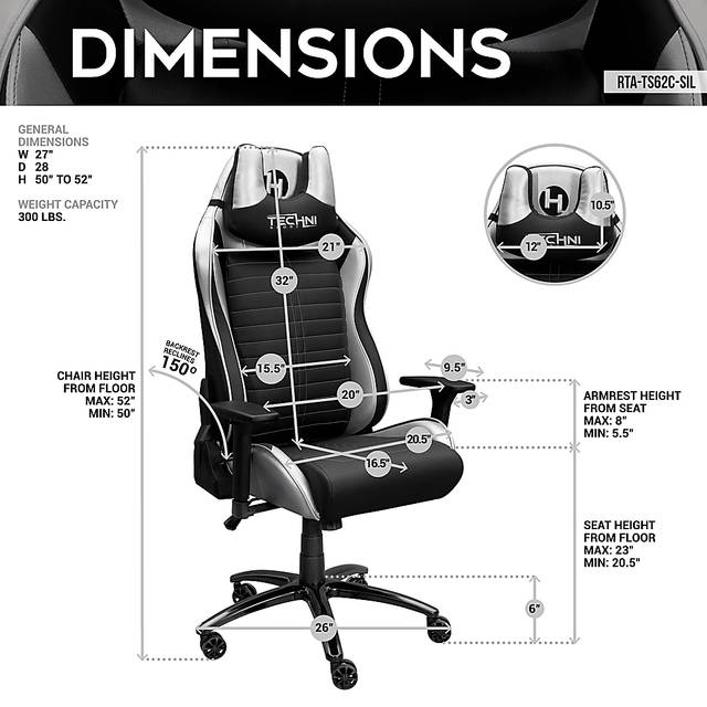 Zursa Black/Silver Gaming Chair - Thumbnail - Image 4
