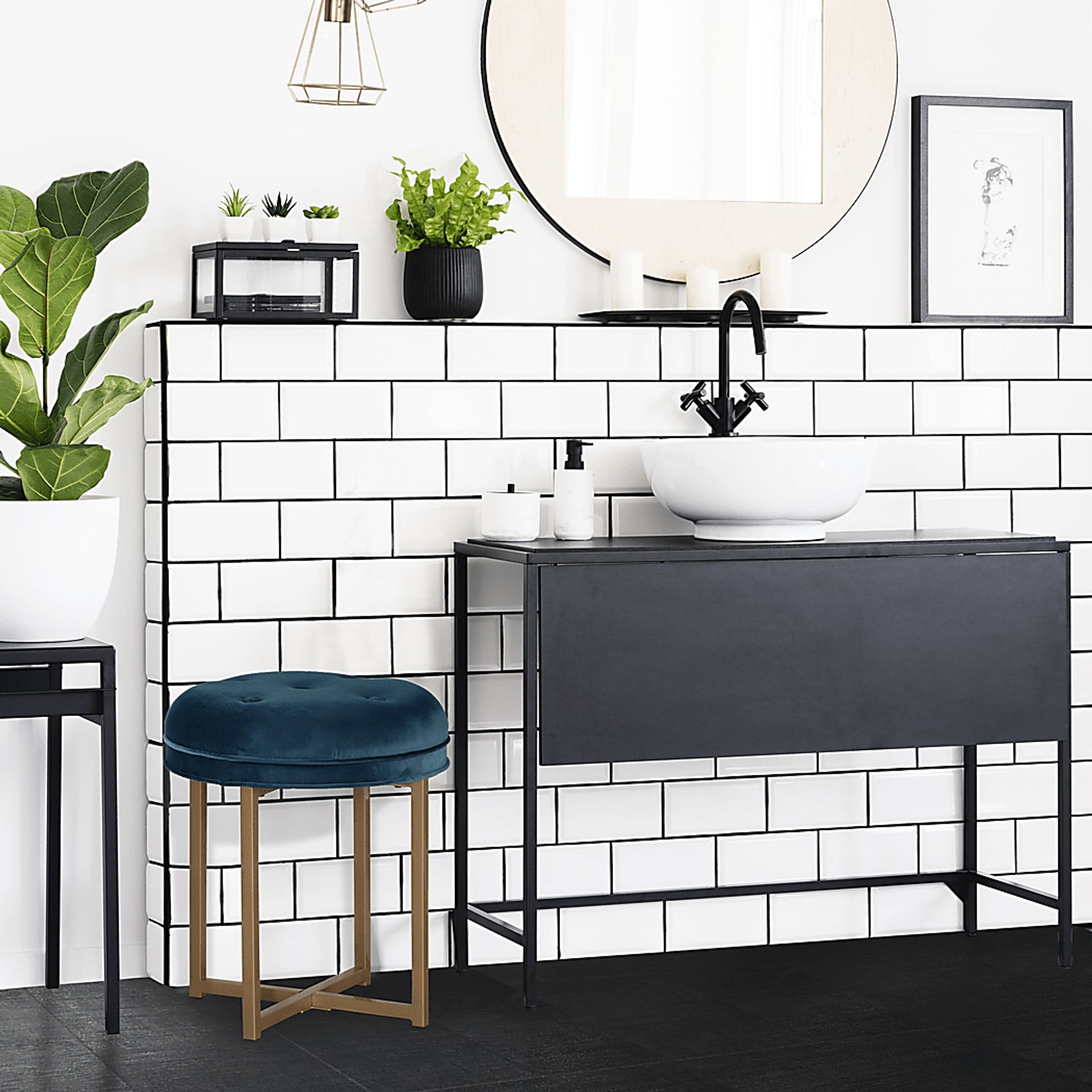Zygmont Blue Vanity Stool - Image 6