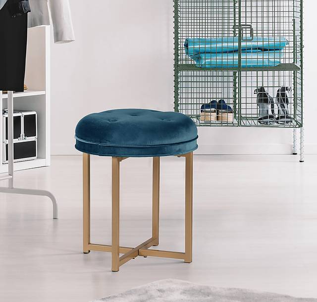 Zygmont Blue Vanity Stool - Thumbnail - Image 7