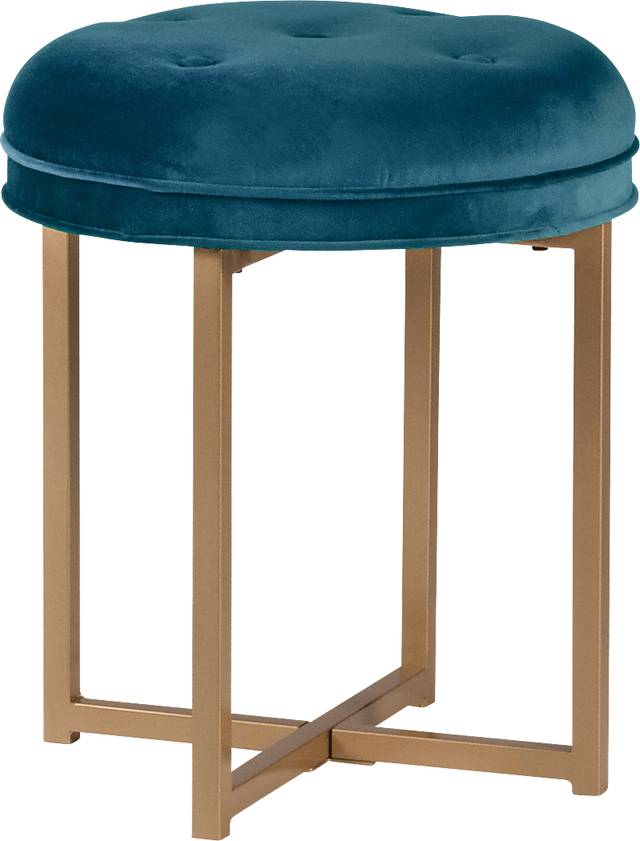 Zygmont Blue Vanity Stool - Thumbnail - Image 1