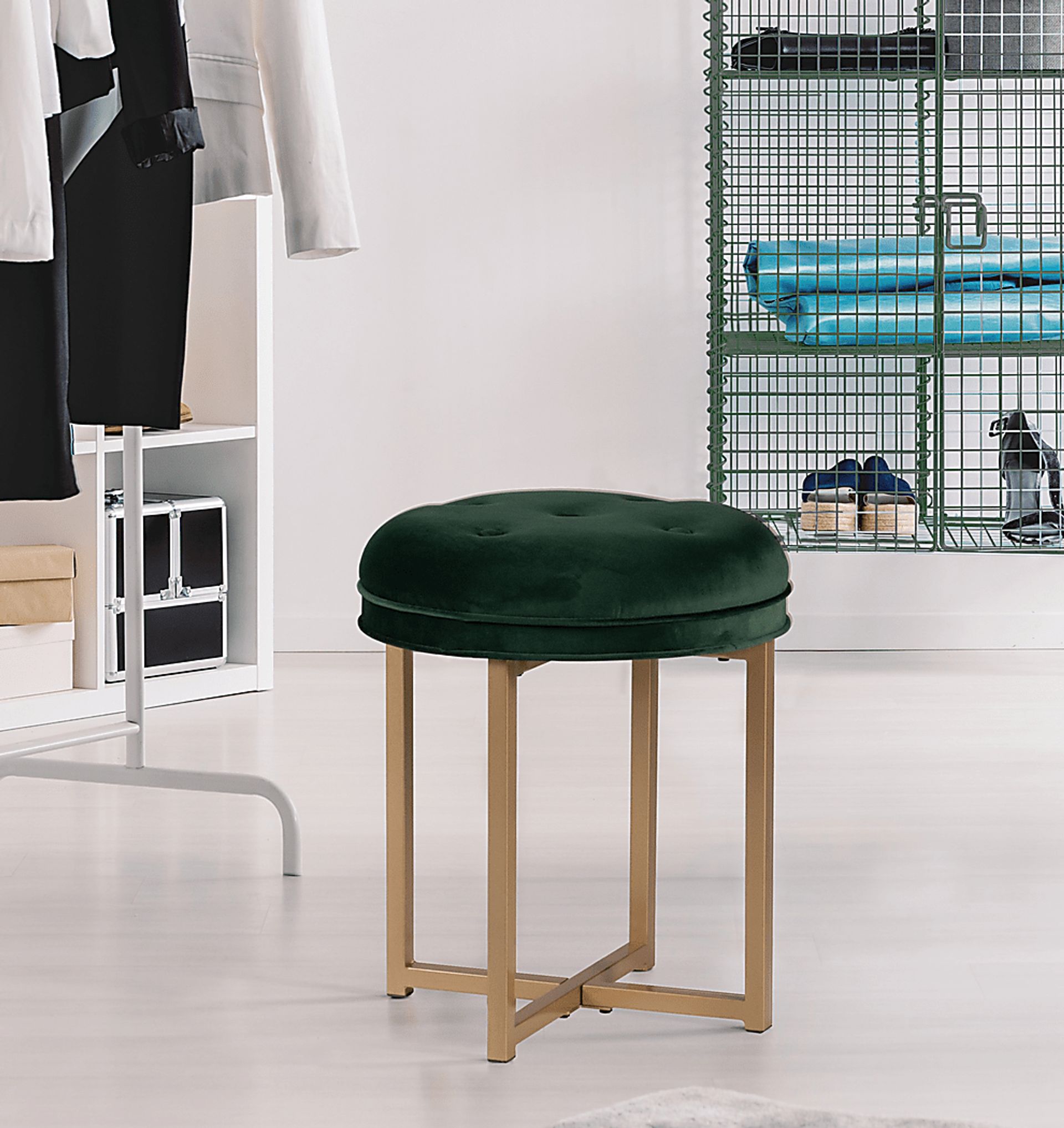 Zygmont Green Vanity Stool - Image 6