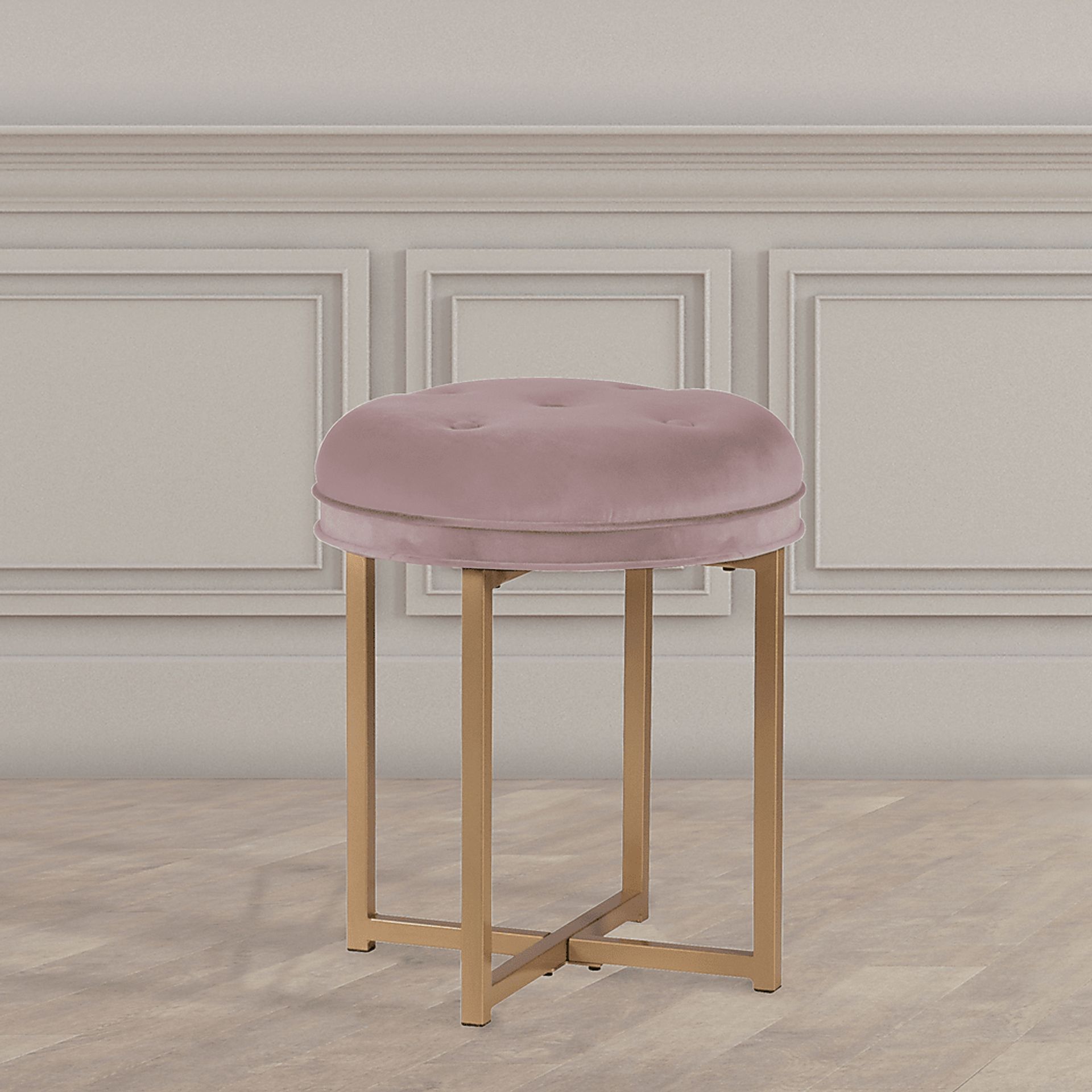 Zygmont Pink Vanity Stool - Image 3