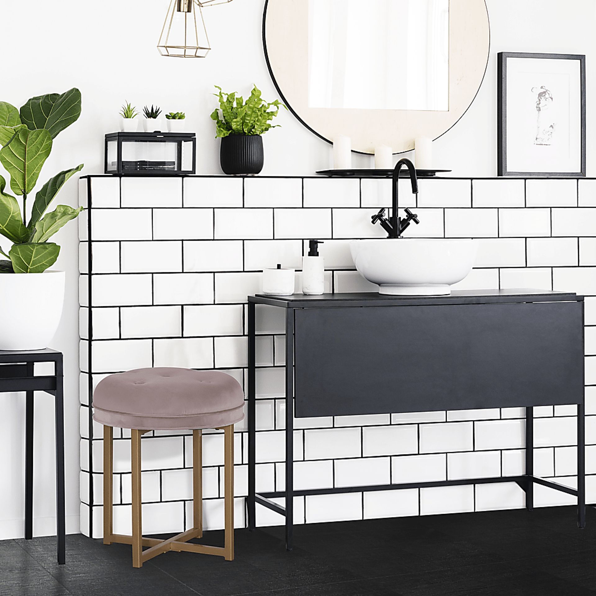 Zygmont Pink Vanity Stool - Image 4