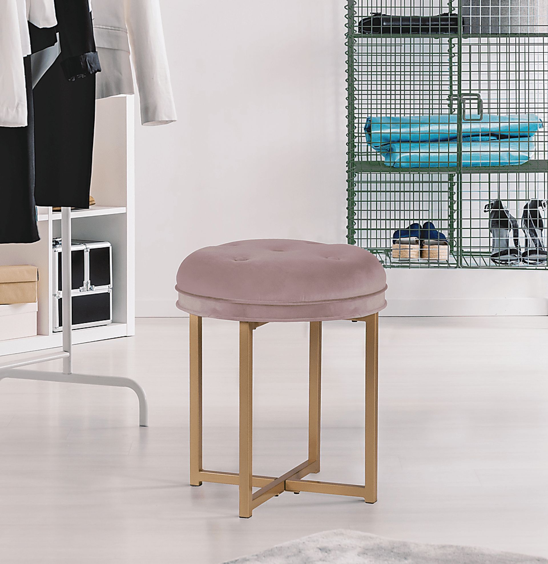 Zygmont Pink Vanity Stool - Image 7