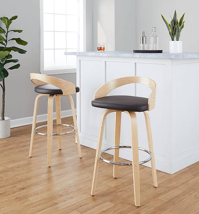 Zykaan X Brown Swivel Barstool, Set of 2 - Thumbnail - Image 2
