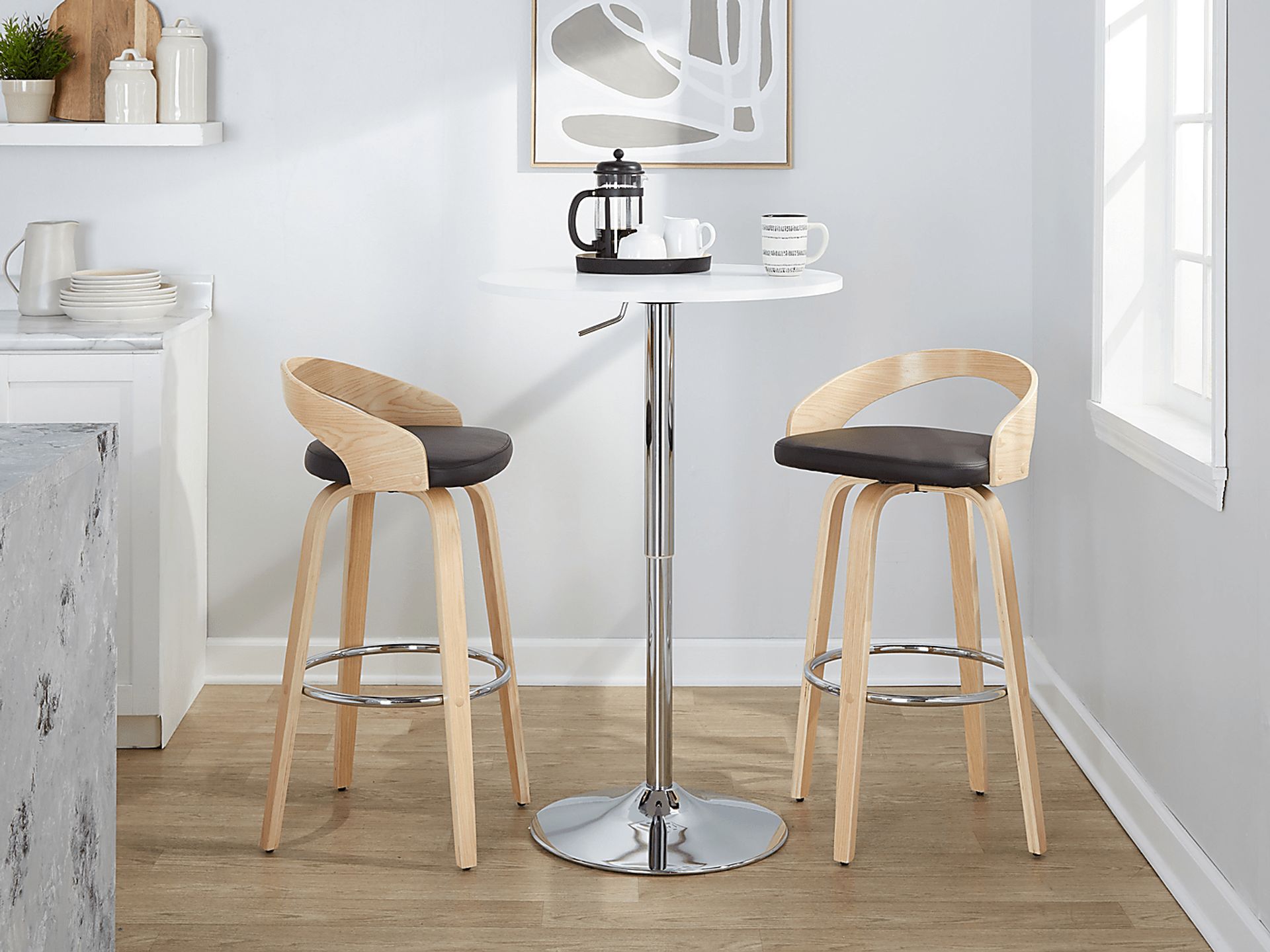 Zykaan X Brown Swivel Barstool, Set of 2 - Image 5