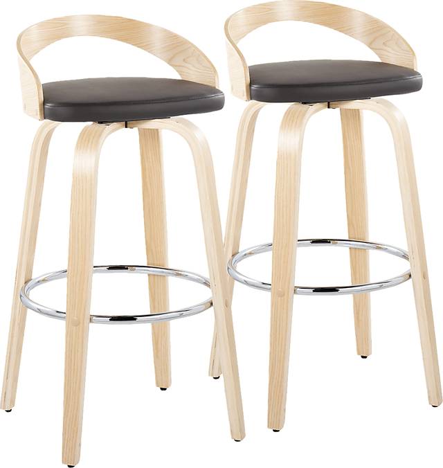 Zykaan X Brown Swivel Barstool, Set of 2 - Thumbnail - Image 1