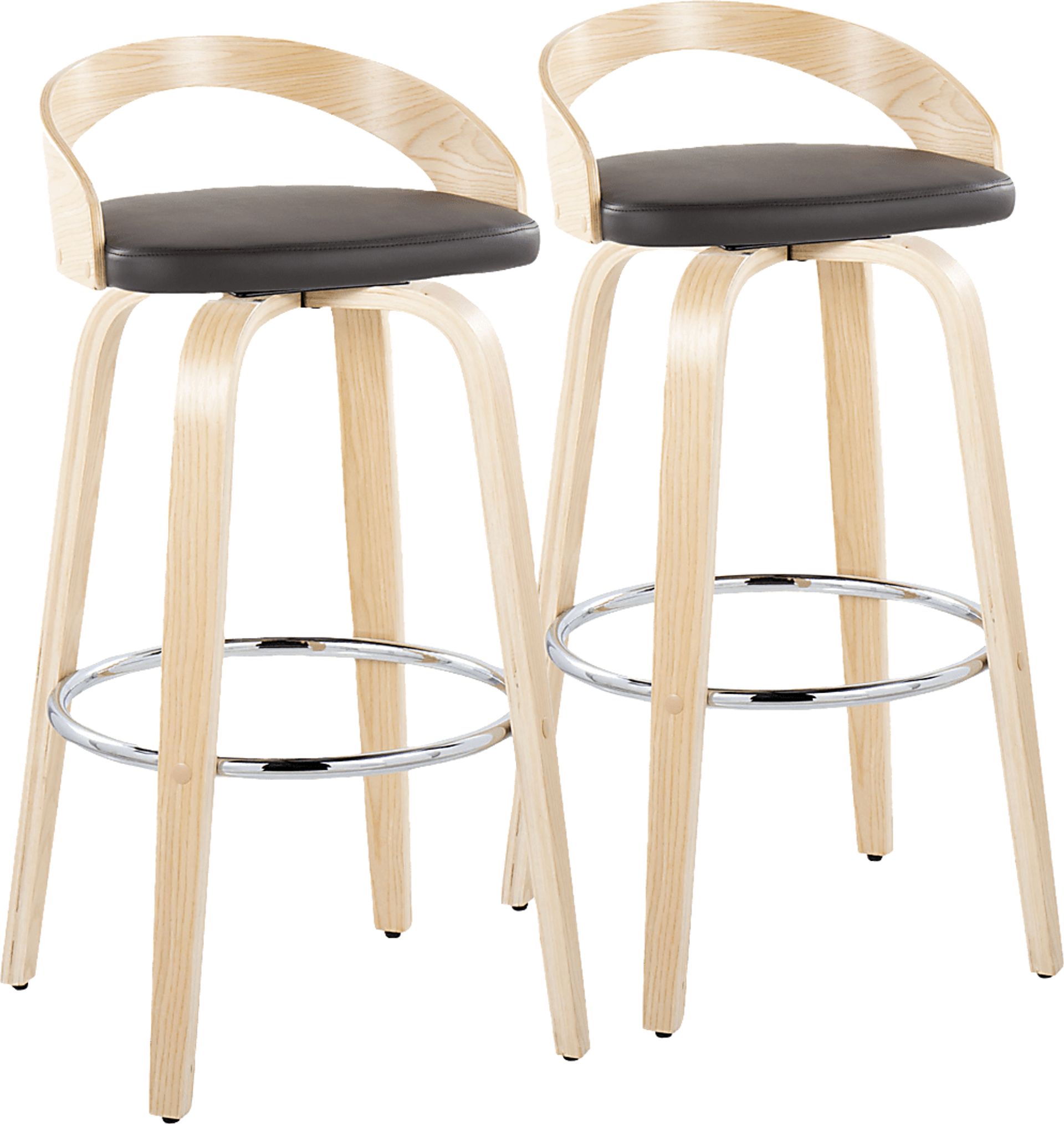 Zykaan X Brown Swivel Barstool, Set of 2 - Image 1