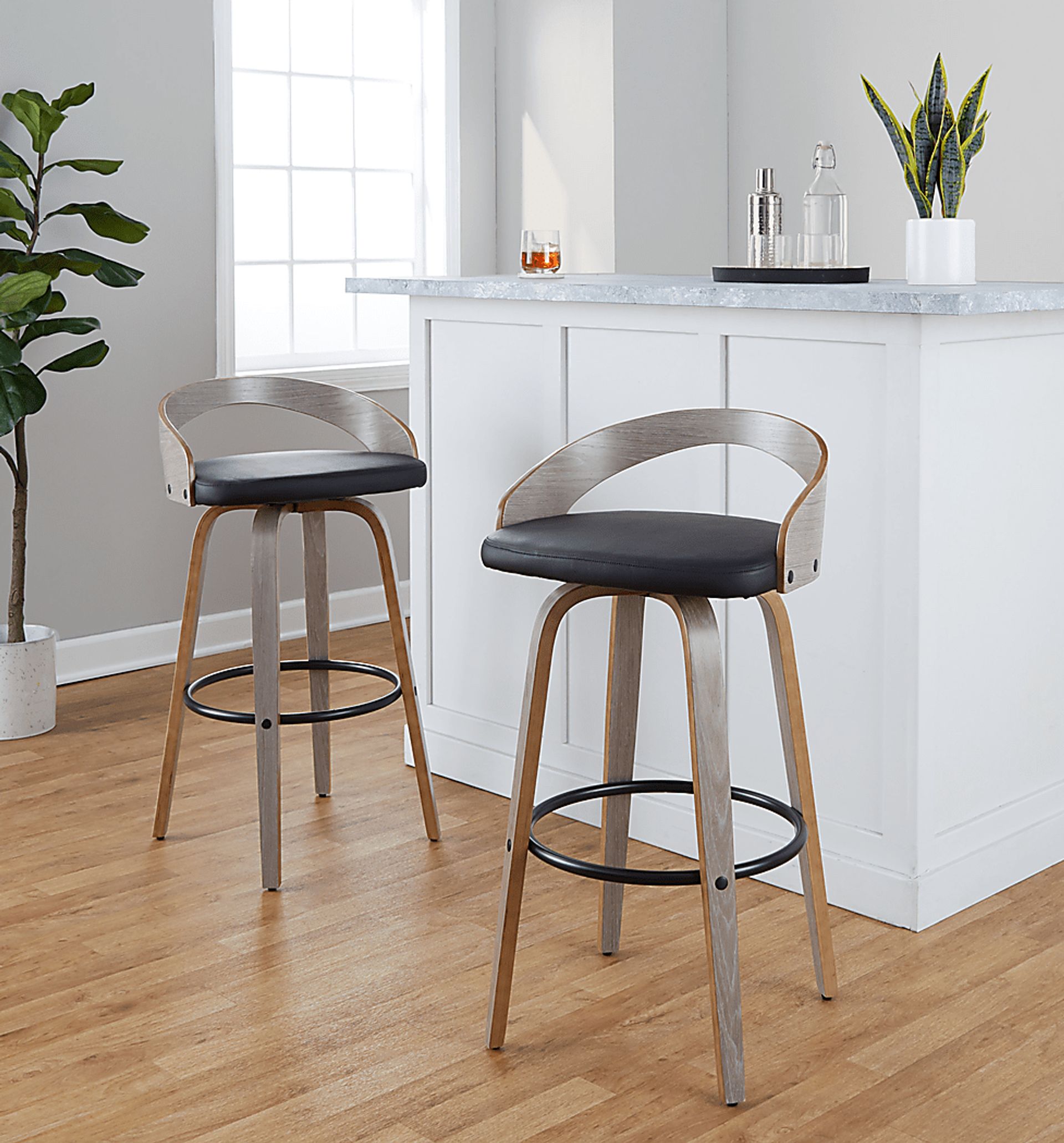 Zykan I Black Swivel Barstool, Set of 2 - Image 2