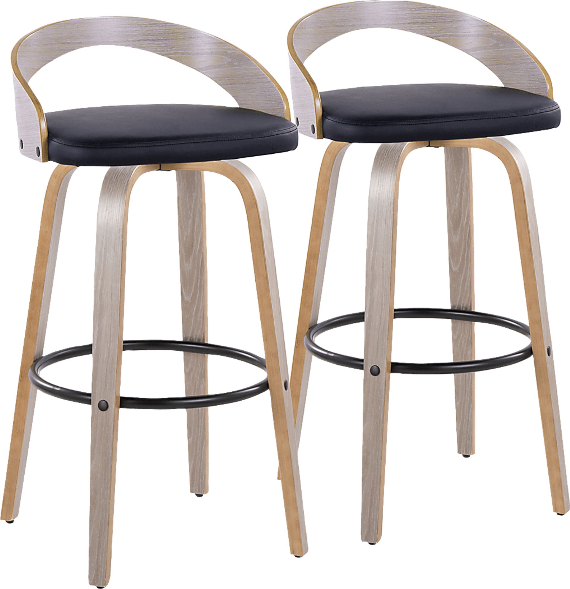 Zykan I Black Swivel Barstool, Set of 2 - Image 1