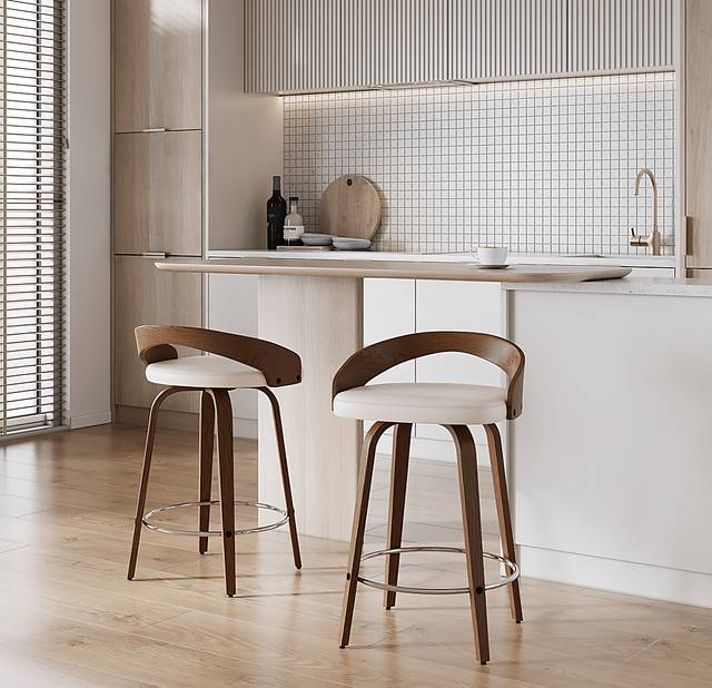 Zykan II Cream Counter Height Stool, Set of 2 - Thumbnail - Image 2