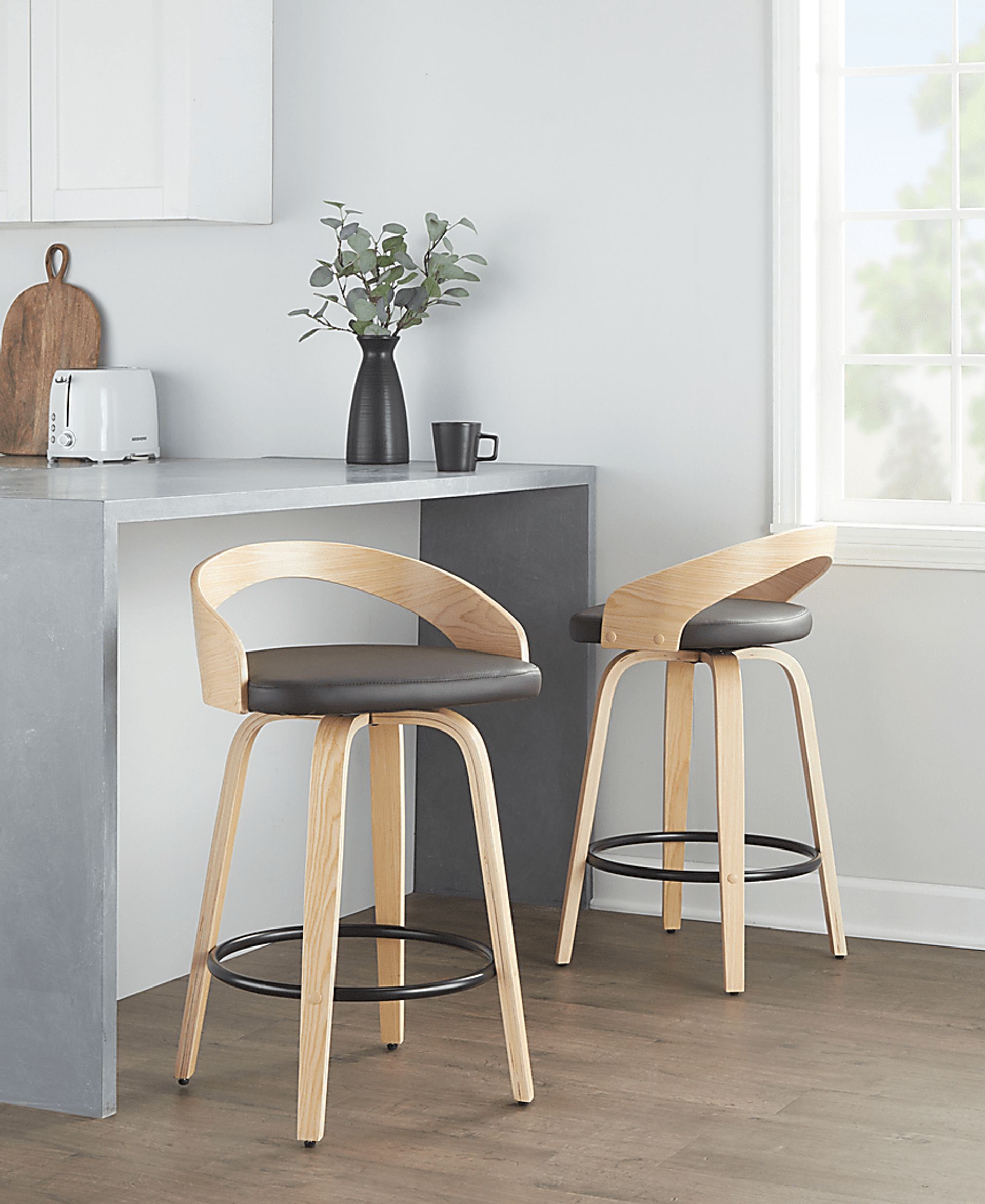 Zykan III Brown Swivel Counter Height Stool, Set of 2 - Image 9