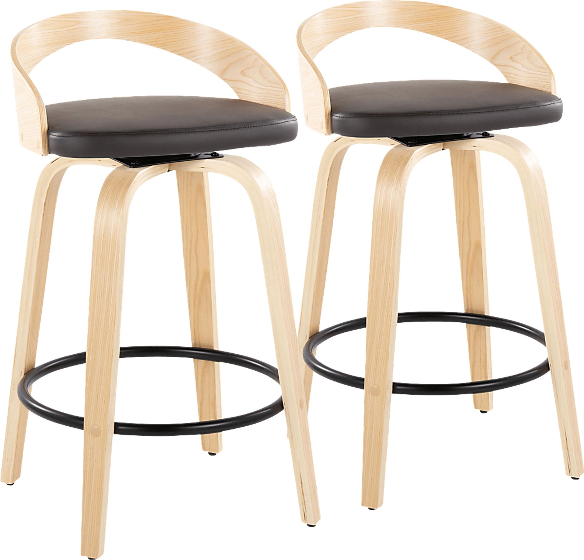 Zykan III Brown Swivel Counter Height Stool, Set of 2 - Image 1