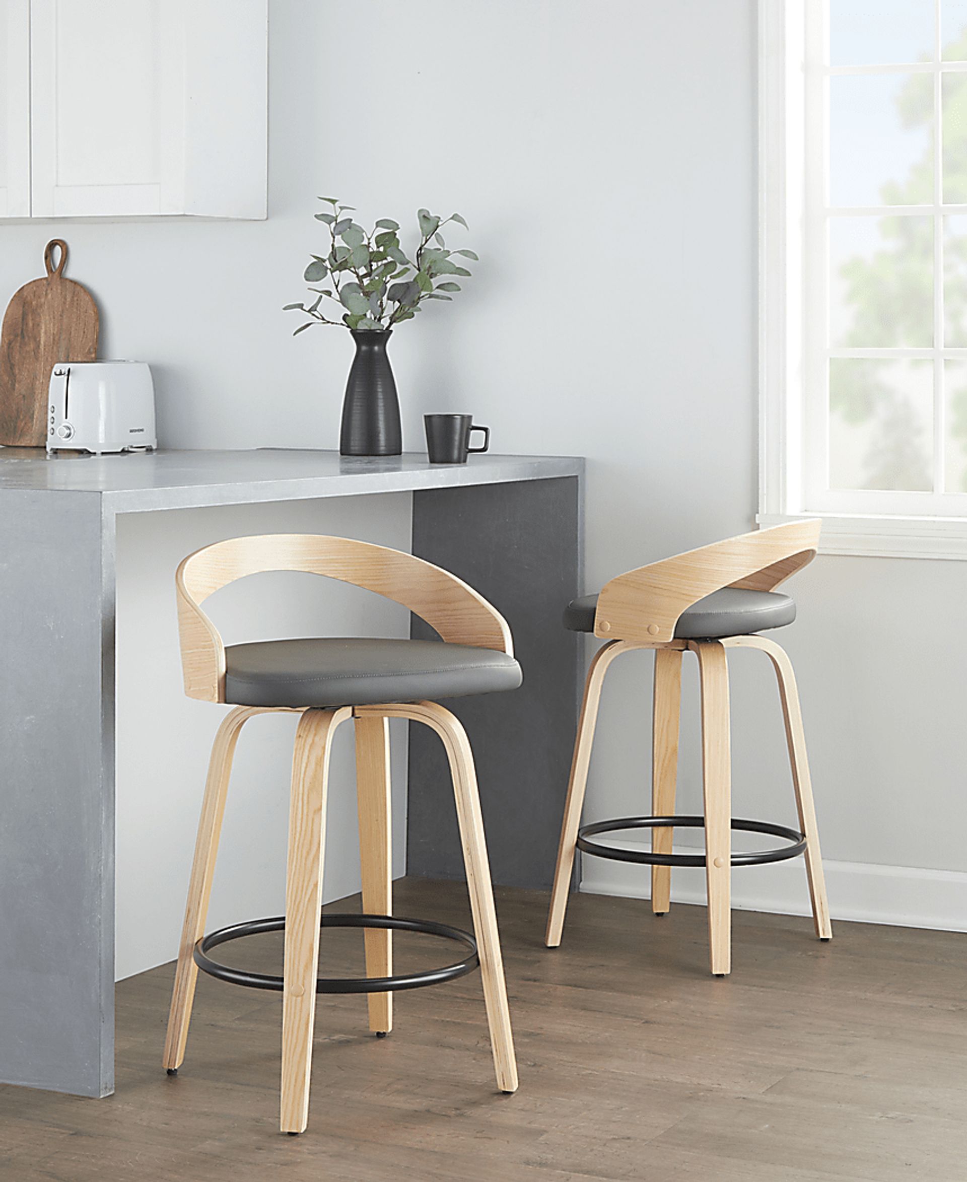 Zykan III Gray Swivel Counter Height Stool, Set of 2 - Image 9