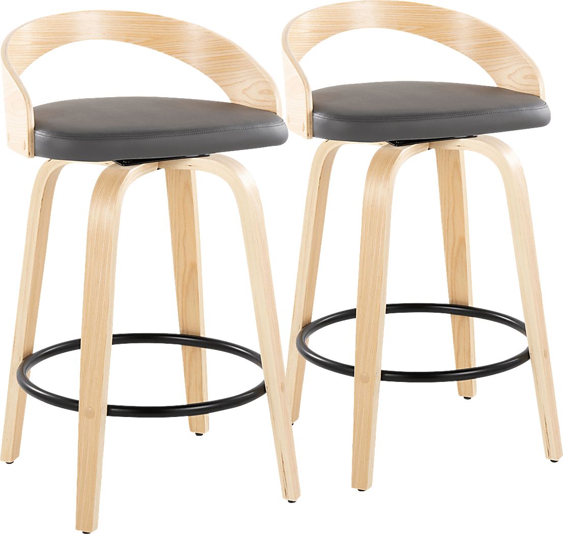Zykan III Gray Swivel Counter Height Stool, Set of 2