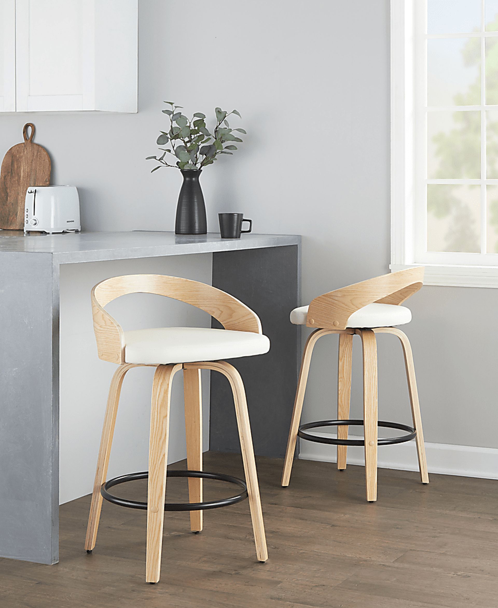 Zykan III White Swivel Counter Height Stool, Set of 2 - Image 9