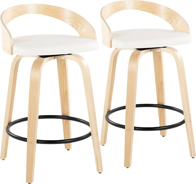 Zykan III White Swivel Counter Height Stool, Set of 2 - Thumbnail - Image 1