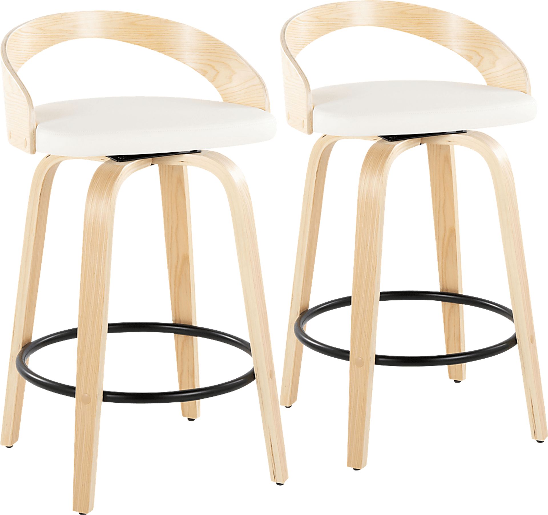 Zykan III White Swivel Counter Height Stool, Set of 2 - Image 1