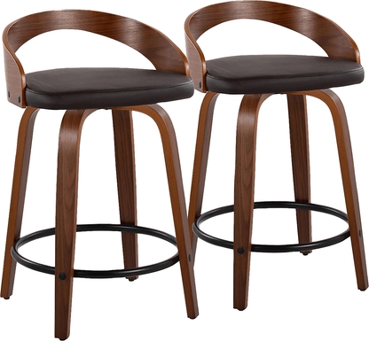 Zykan IV Brown Counter Height Stool, Set of 2