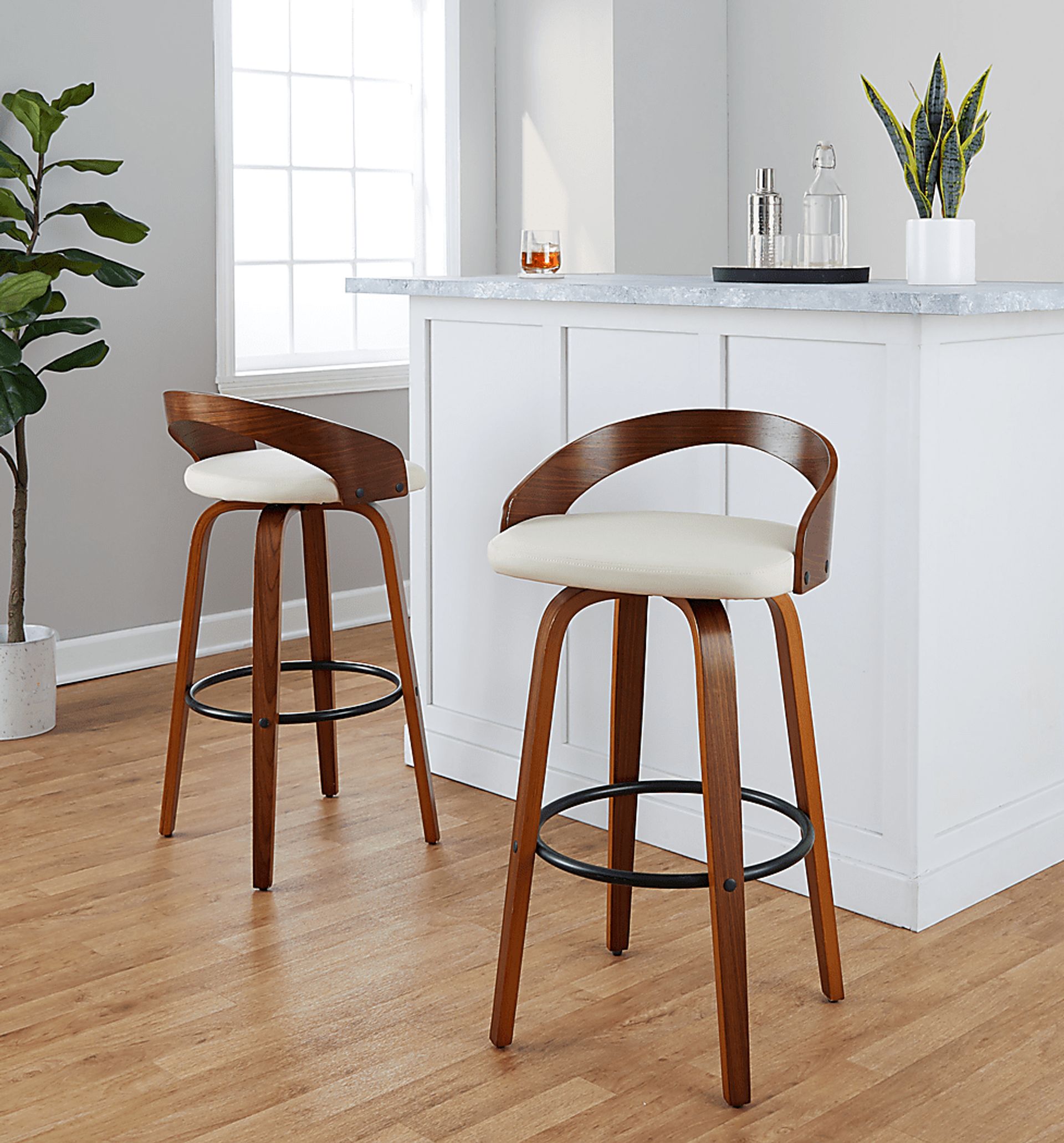 Zykan IX Cream Swivel Barstool, Set of 2 - Image 2
