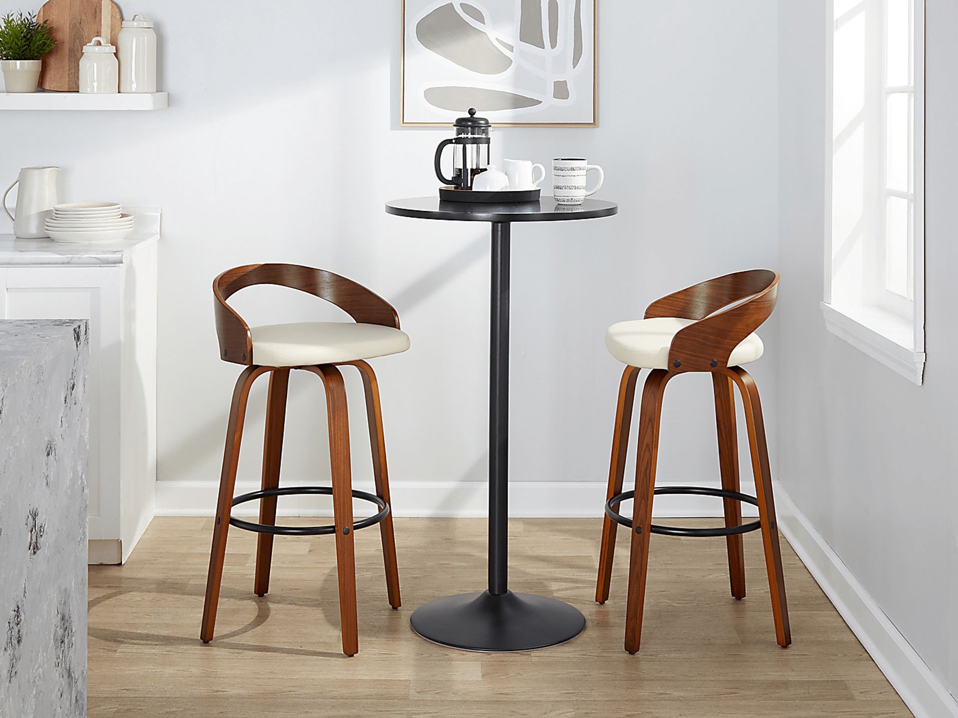 Zykan IX Cream Swivel Barstool, Set of 2 - Image 3