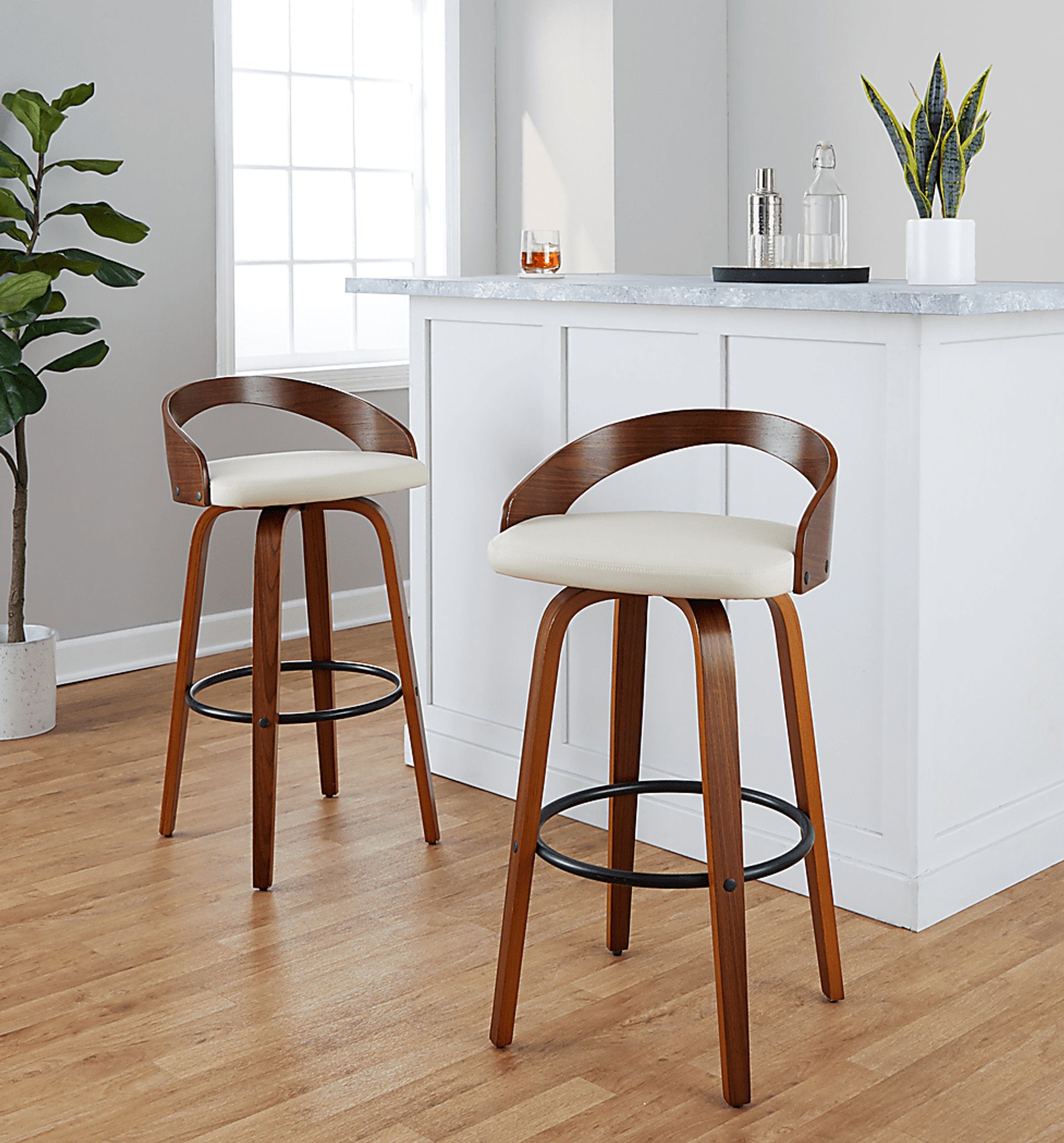 Zykan IX Cream Swivel Barstool, Set of 2 - Image 4