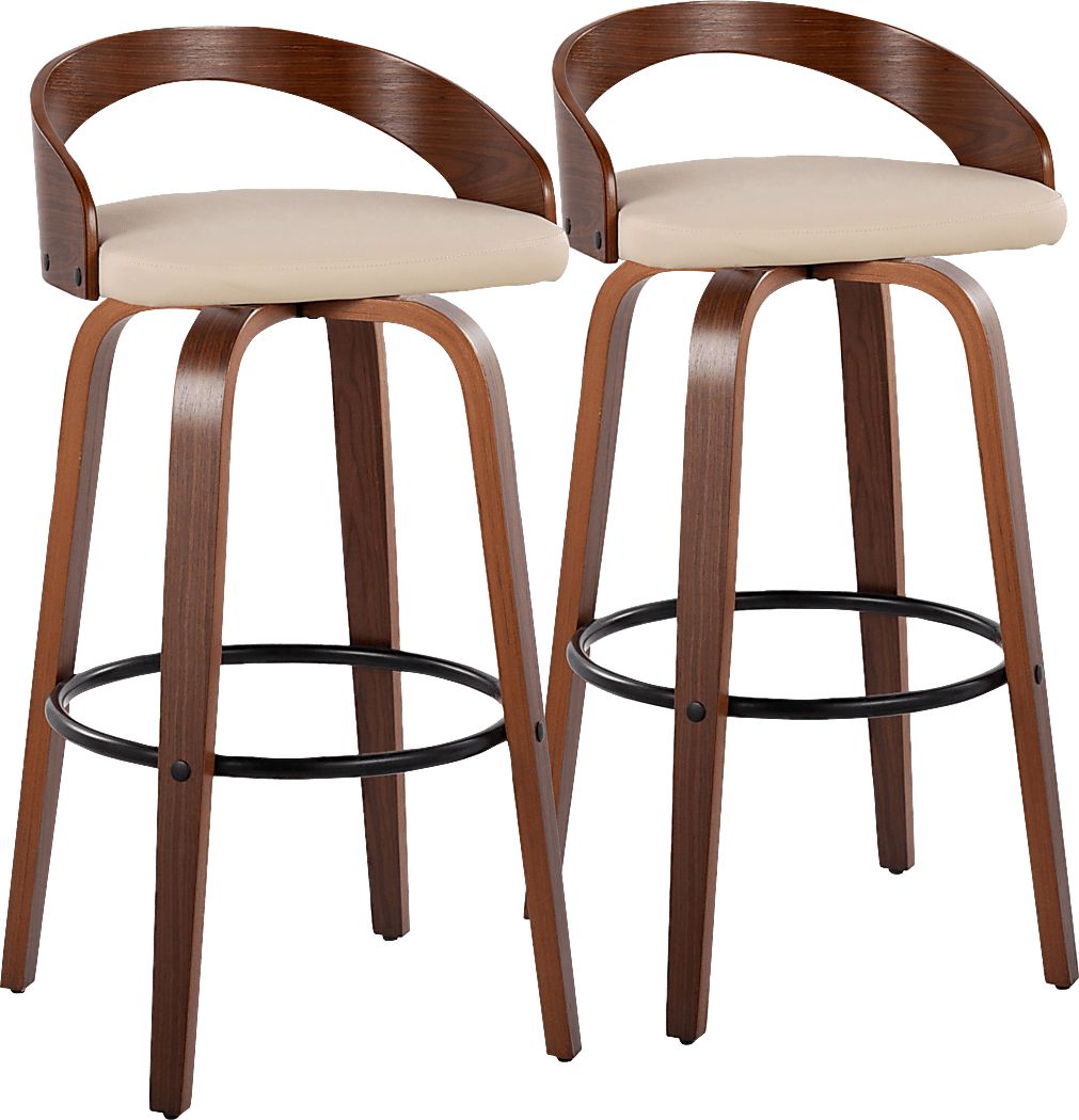 Zykan IX Cream Swivel Barstool, Set of 2